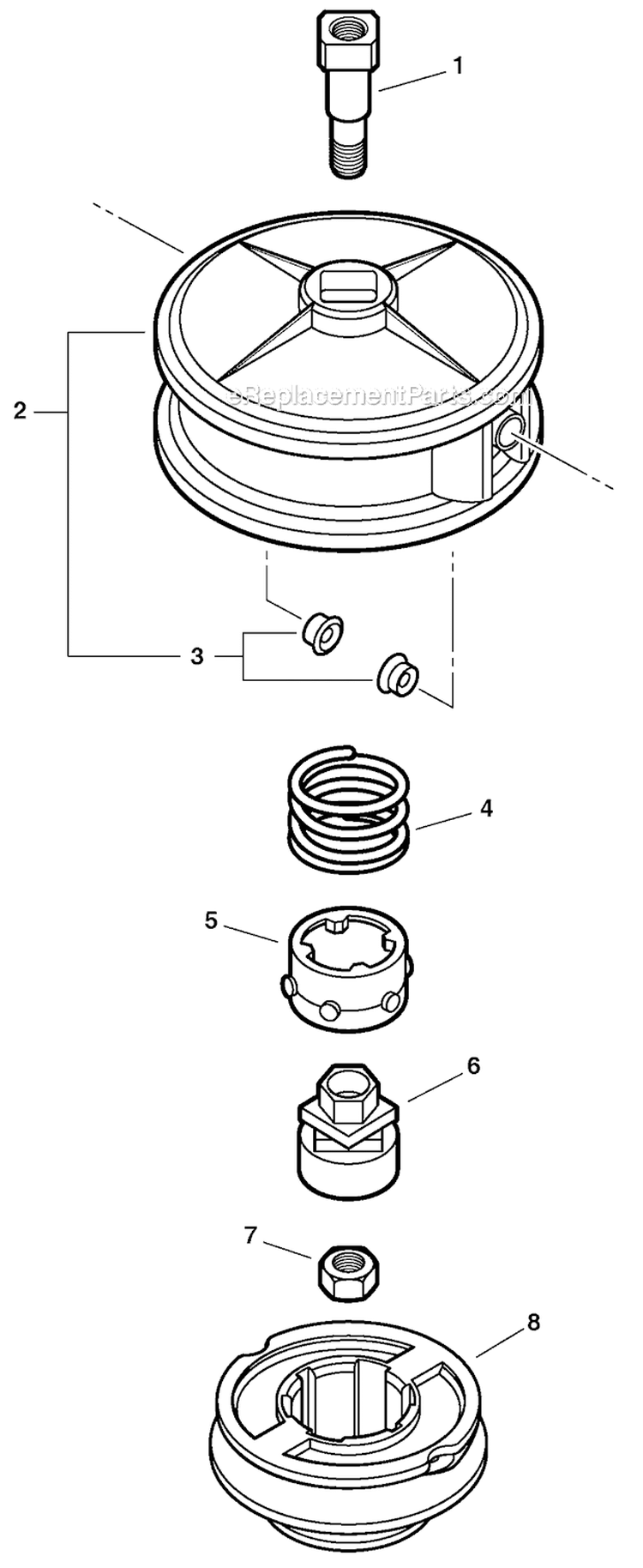 Cutting Heads - U-Turn Head Diagram and Parts List for PAS-225 S59612022001-S59612999999 Echo Trimmer