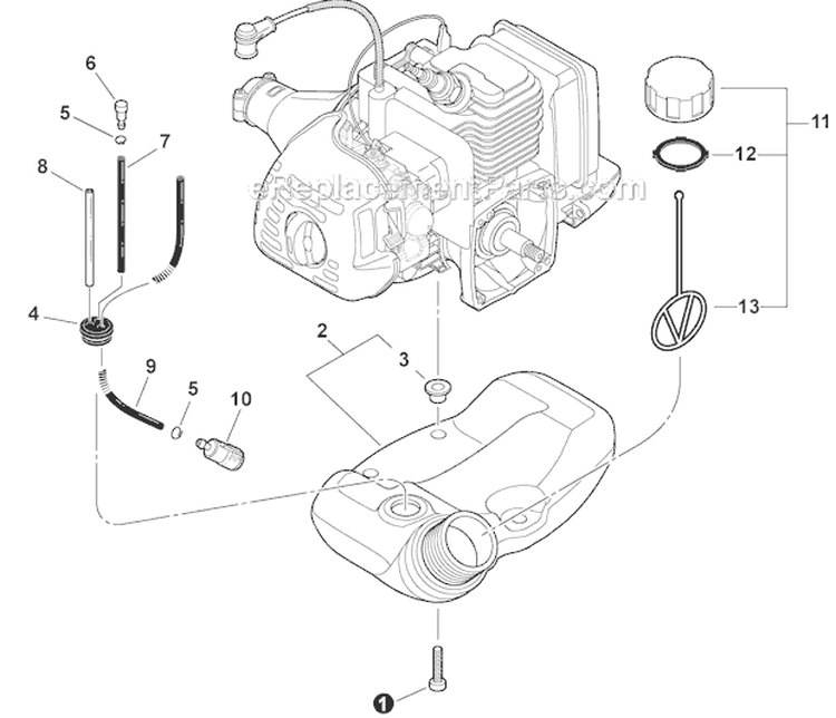Fuel System Diagram and Parts List for PAS-225 S59612022001-S59612999999 Echo Trimmer