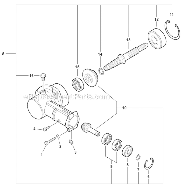 Edger Attachment - Gear Case Diagram and Parts List for PAS-230 05001001-05999999 Echo Trimmer