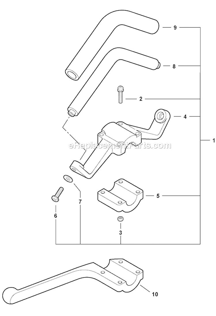 Front Handle Diagram and Parts List for PAS-230 05001001-05999999 Echo Trimmer