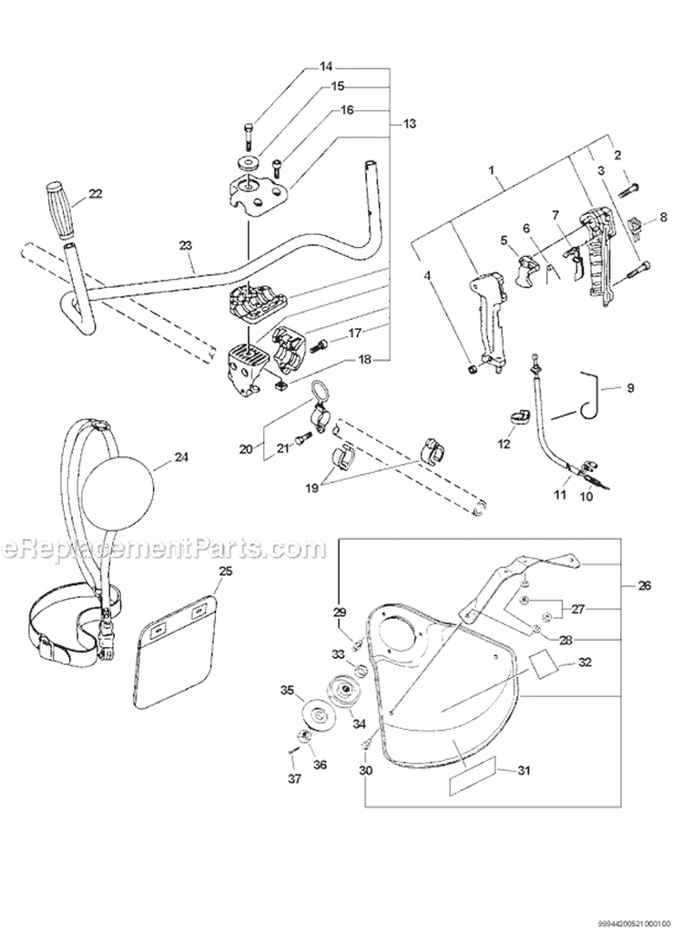 U-Handle/Blade Conversion Kit And Accessories Diagram and Parts List for PAS-230 06001001-06999999 Echo Trimmer