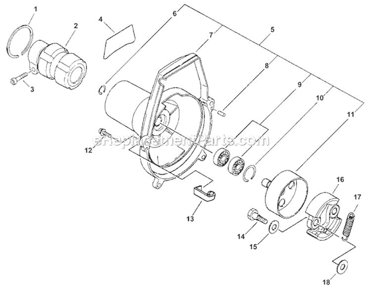 Fancase, Clutch Diagram and Parts List for PAS-230 06001001-06999999 Echo Trimmer