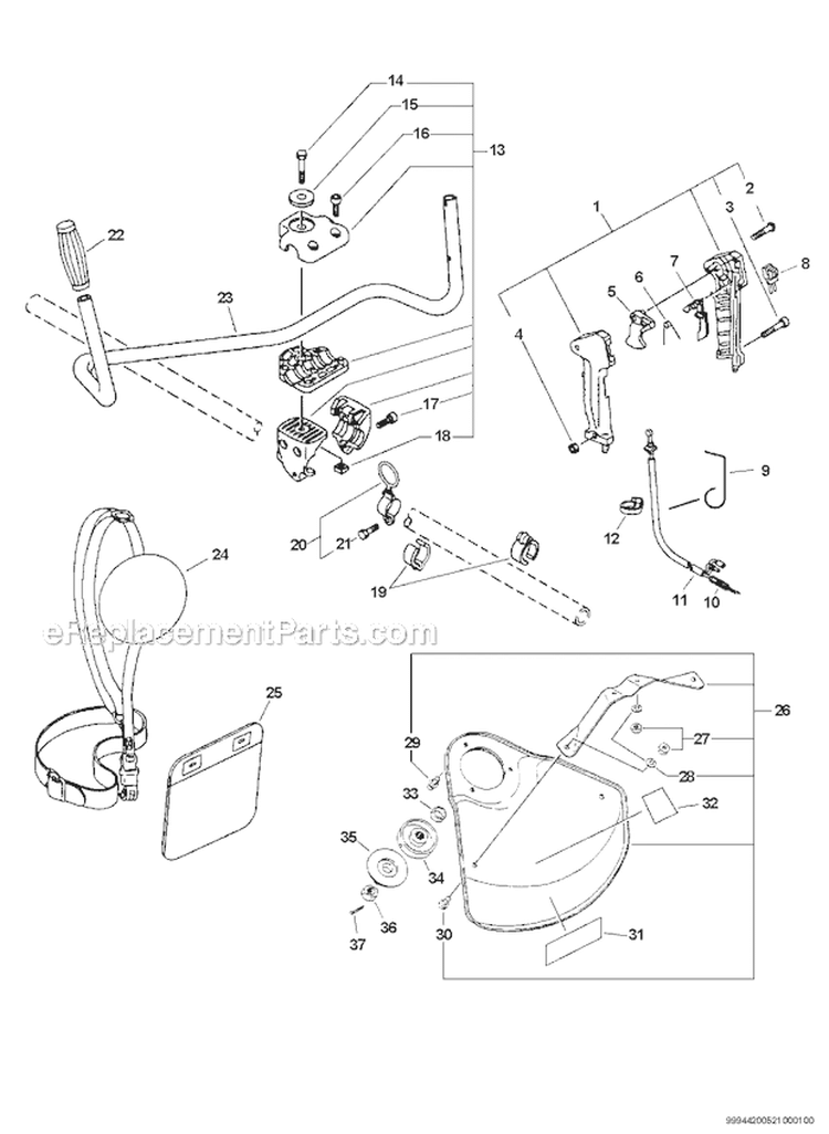 U-Handle/Blade Conversion Kit And Accessories Diagram and Parts List for PAS-230 07001001-07999999 Echo Trimmer