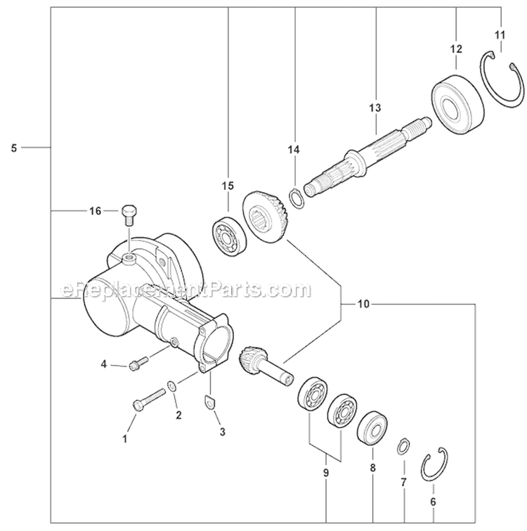Edger Attachment - Gear Case Diagram and Parts List for PAS-230 07001001-07999999 Echo Trimmer