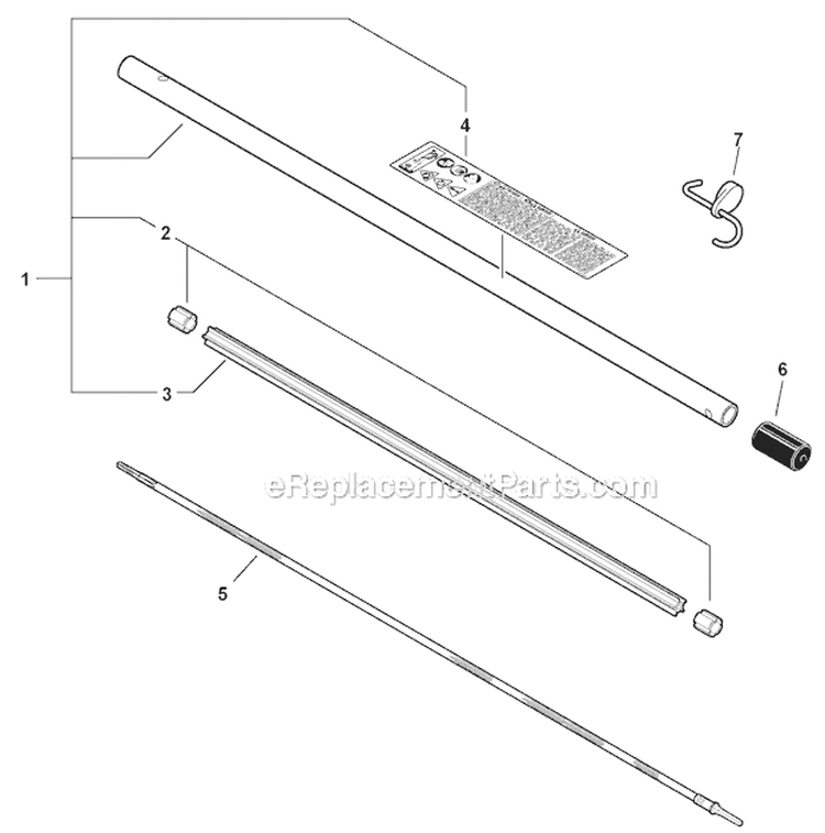 Prosweep Attachment - Main Pipe Assembly Diagram and Parts List for PAS-230 07001001-07999999 Echo Trimmer