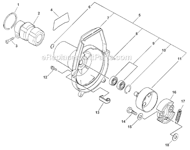 Fancase, Clutch Diagram and Parts List for PAS-230 07001001-07999999 Echo Trimmer