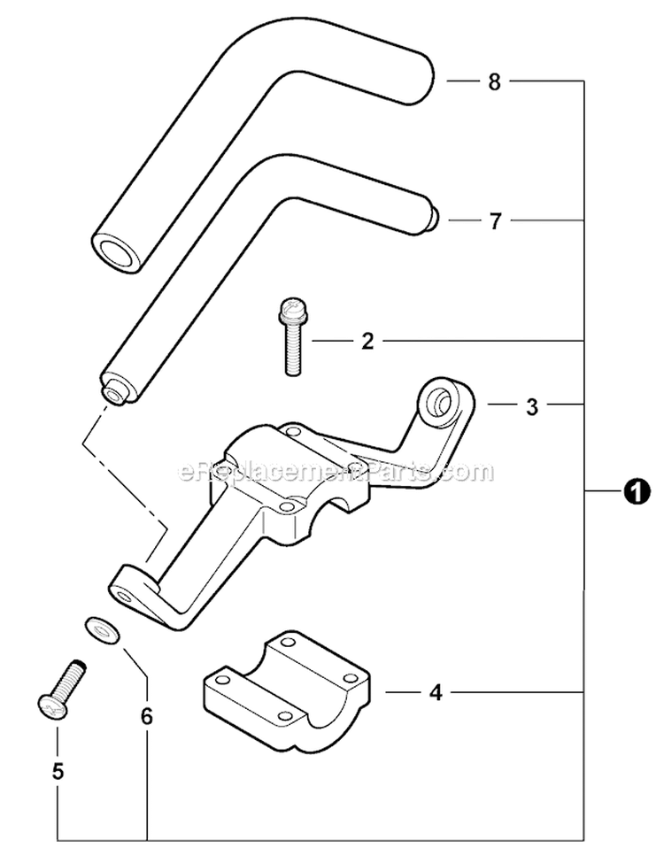 Front Handle Diagram and Parts List for PAS-230 S67711001001-S67711999999 Echo Trimmer