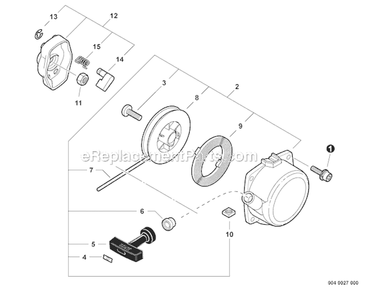 Starter - Standard Diagram and Parts List for PAS-230 S67711001001-S67711999999 Echo Trimmer