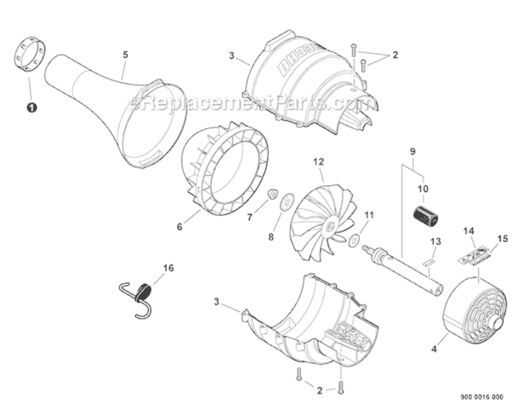 Blower Attachment Diagram and Parts List for PAS-230 S67711001001-S67711999999 Echo Trimmer