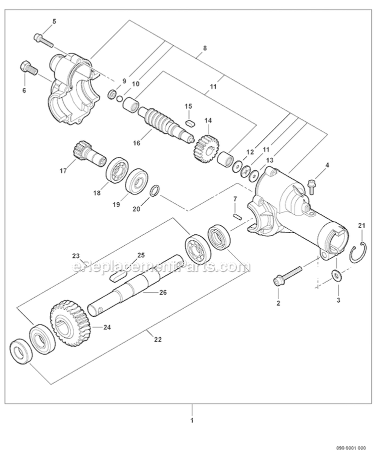 Cultivator Attachment - Gear Case Diagram and Parts List for PAS-230 S67711001001-S67711999999 Echo Trimmer