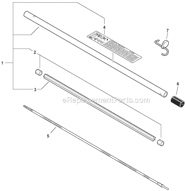 Pro Sweep Attachment - Main Pipe Assembly Diagram and Parts List for PAS-230 S67711001001-S67711999999 Echo Trimmer