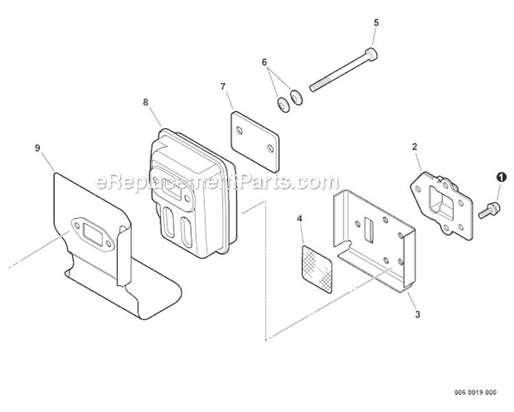 Exhaust Diagram and Parts List for PAS-230 S67711001001-S67711999999 Echo Trimmer