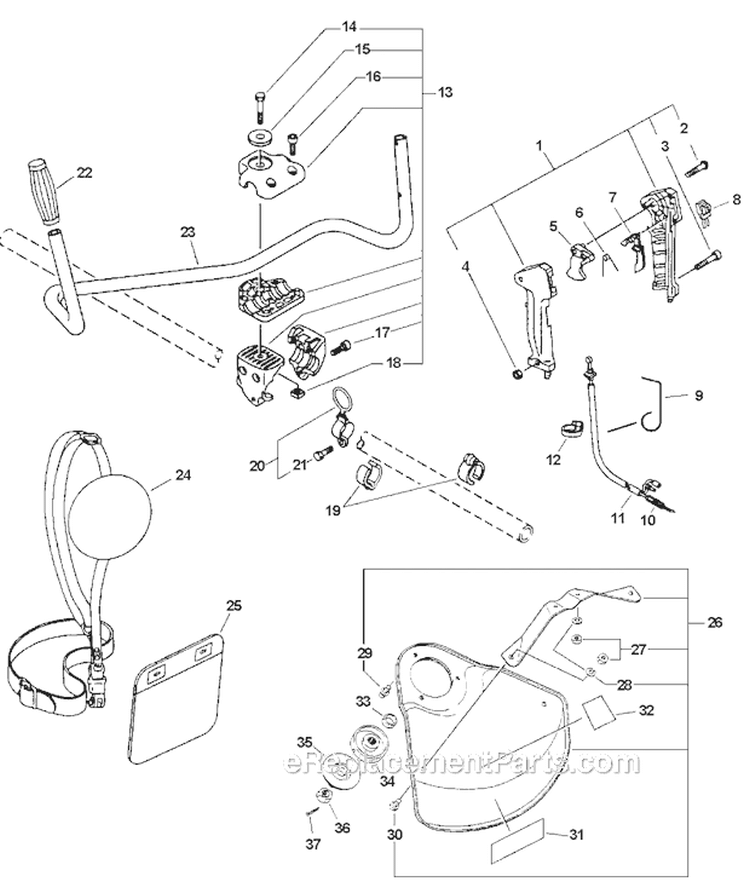 U-Handle - Blade Conversion Kit Diagram and Parts List for PAS-230 S75212001001-S7521999999 Echo Trimmer