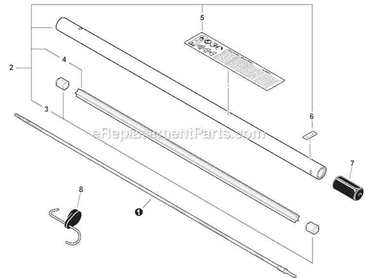 Rapid Loader Trimmer - Main Pipe, Flexible Driveshaft Diagram and Parts List for PAS-230 S75212001001-S7521999999 Echo Trimmer