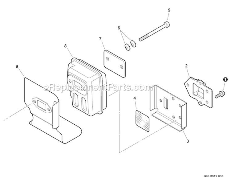 Exhaust Diagram and Parts List for PAS-230 S75212001001-S7521999999 Echo Trimmer
