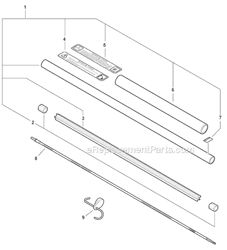 Hedge Trimmer Attachment - Main Pipe, Driveshaft Diagram and Parts List for PAS-230 S82713001001-S82713999999 Echo Trimmer
