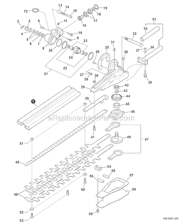 Articulating Hedge Trimmer - Gear Case, Blades Sn: 03011407-03999999 Diagram and Parts List for PAS-230 S82713001001-S82713999999 Echo Trimmer