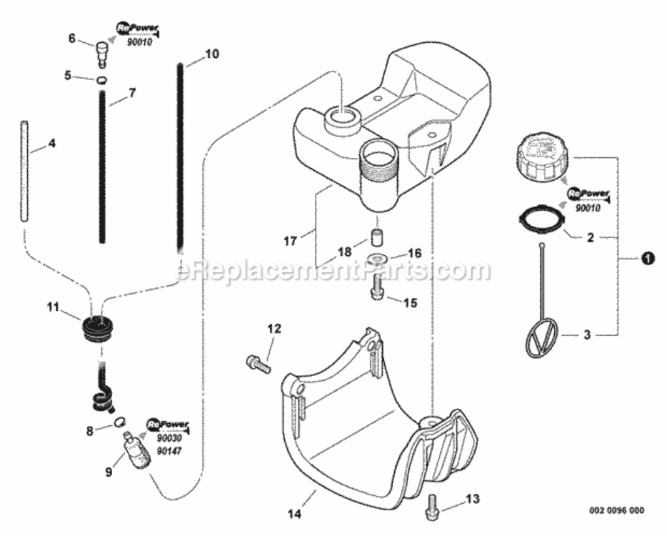 Fuel_System Diagram and Parts List for PAS-260 03001001 - 03999999 Echo Trimmer