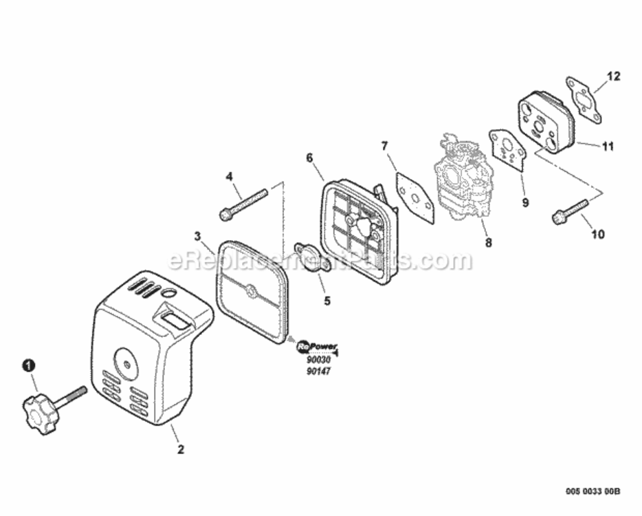 Intake_SN_03002963-03006253 Diagram and Parts List for PAS-260 03001001 - 03999999 Echo Trimmer
