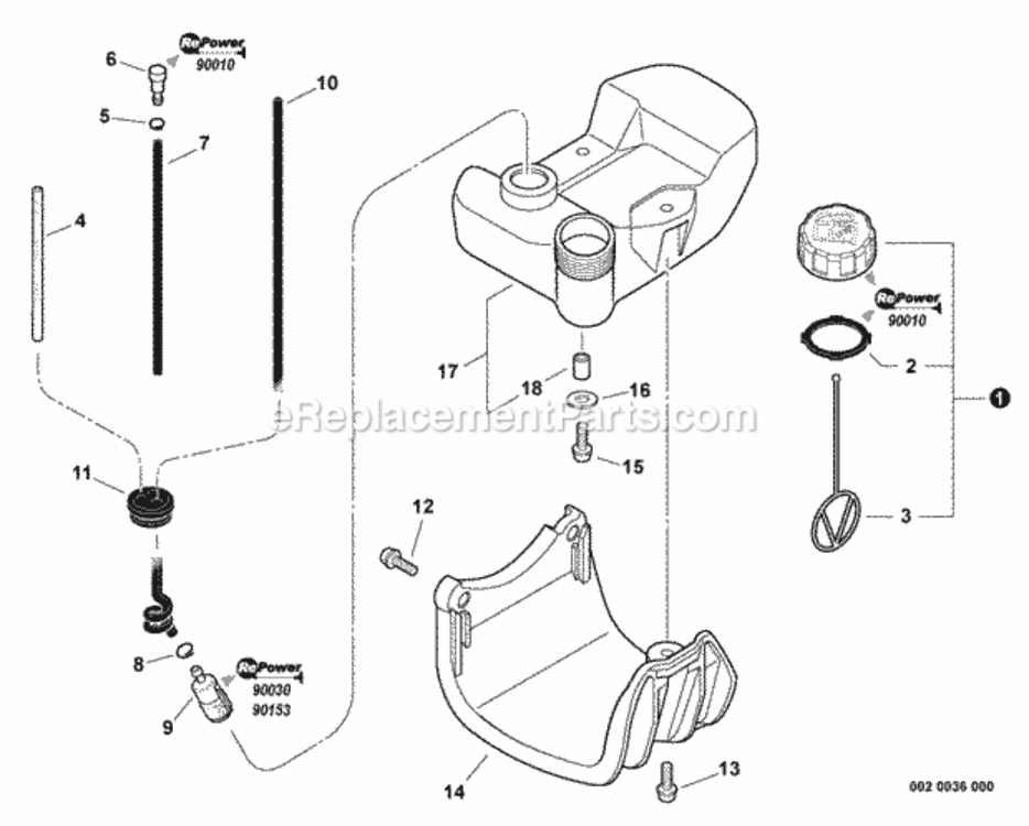 Fuel_System Diagram and Parts List for PAS-260 06001001 - 06999999 Echo Trimmer