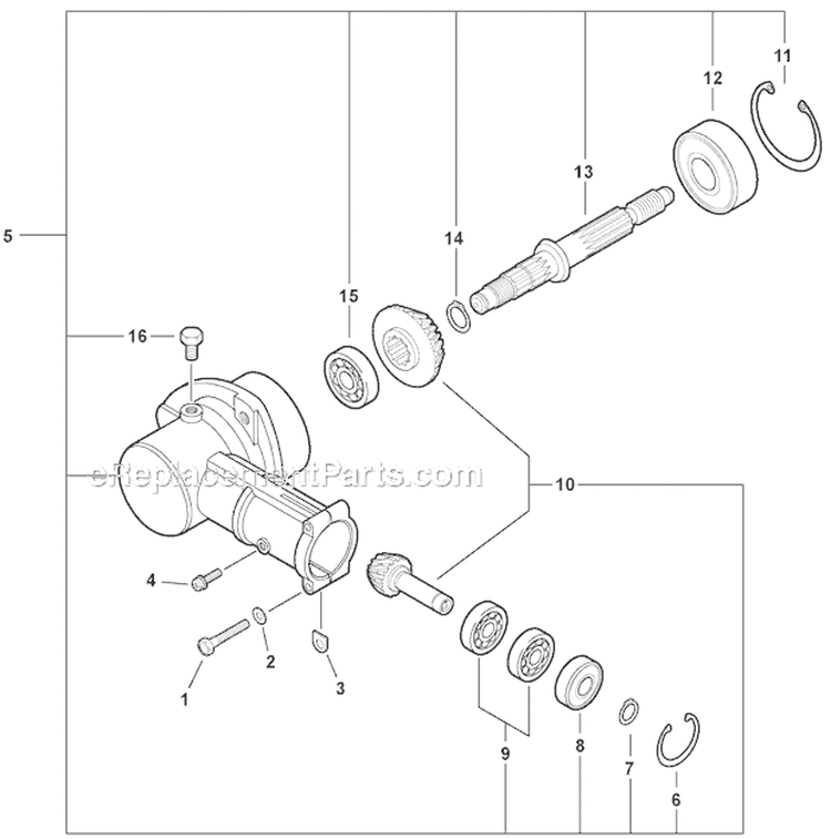 Edging Assembly - Gear Case Diagram and Parts List for PAS-266 T44211001001-T44211999999 Echo Trimmer