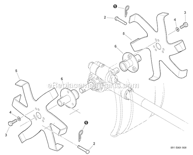 Cultivator Attachment Blades Diagram and Parts List for PAS-266 T44211001001-T44211999999 Echo Trimmer