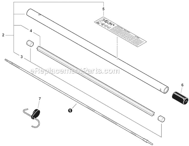 Pro Sweep Attachment - Main Pipe Assembly Diagram and Parts List for PAS-266 T44211001001-T44211999999 Echo Trimmer