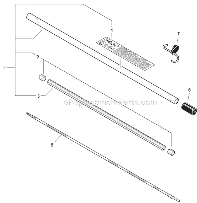 Pro Thatch Attachment - Main Pipe Assembly Diagram and Parts List for PAS-266 T44211001001-T44211999999 Echo Trimmer