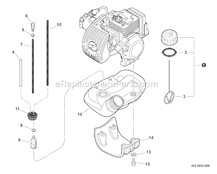 Fuel System Diagram and Parts List for PAS-266 T44211001001-T44211999999 Echo Trimmer