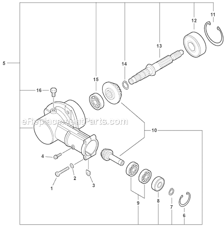 Edging Assembly - Gear Case Diagram and Parts List for PAS-266 T44312001001-T44312999999 Echo Trimmer