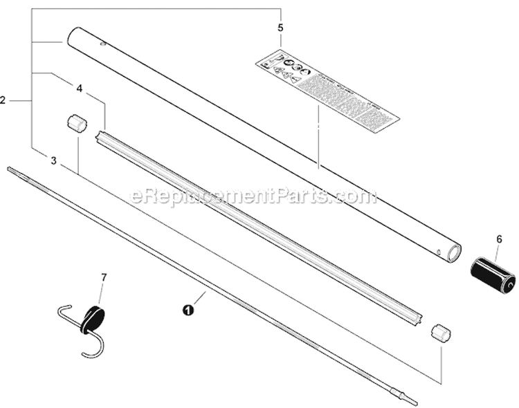 Pro Sweep Attachment - Main Pipe Assembly Diagram and Parts List for PAS-266 T44312001001-T44312999999 Echo Trimmer
