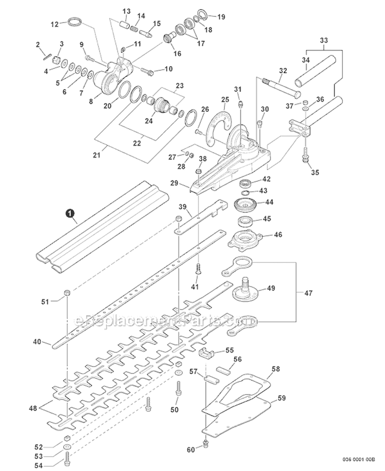 Hca Cutting Head Assembly Diagram and Parts List for PAS-266 T44312001001-T44312999999 Echo Trimmer