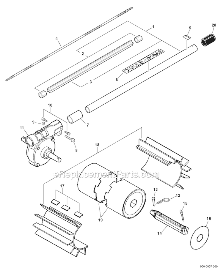 Pro Paddle Attachment Diagram and Parts List for PAS-266 T44312001001-T44312999999 Echo Trimmer