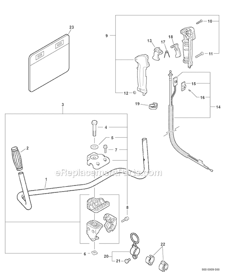 Handles, Throttle Control Diagram and Parts List for PAS-266 T44413001001-T44413999999 Echo Trimmer