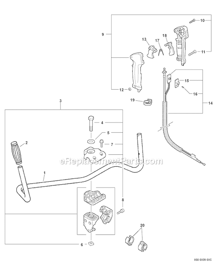 U-Handle - Blade Conversion Combo Kit Diagram and Parts List for PAS-266 T44413001001-T44413999999 Echo Trimmer
