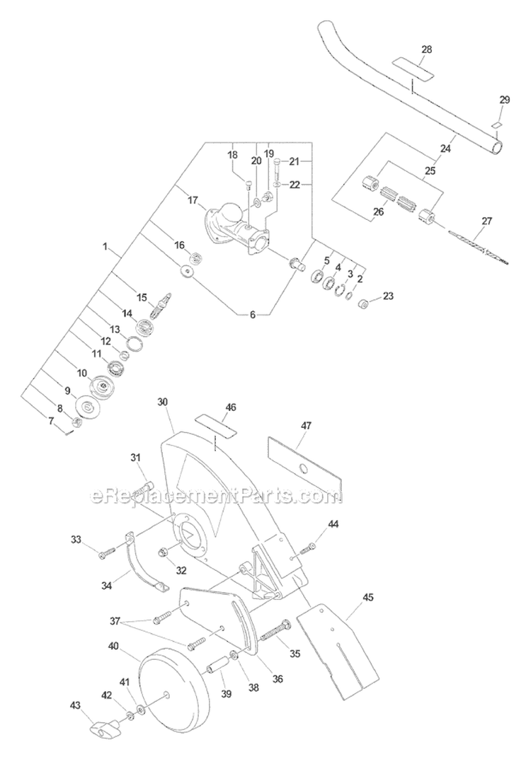 Edger Attachment - Gear Case, Plastic Shield Sn: 001001-054770 Diagram and Parts List for PAS-266 T44413001001-T44413999999 Echo Trimmer