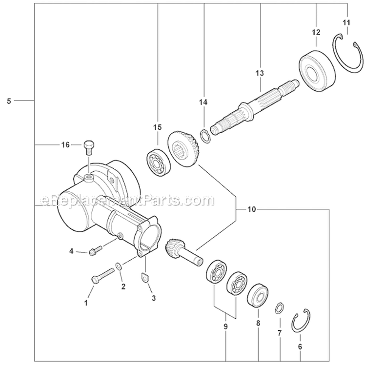 Edging Assembly - Gear Case Diagram and Parts List for PAS-266 T44413001001-T44413999999 Echo Trimmer
