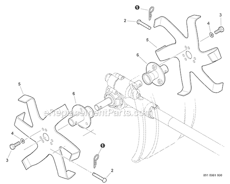 Cultivator Attachment Blades Diagram and Parts List for PAS-266 T44413001001-T44413999999 Echo Trimmer