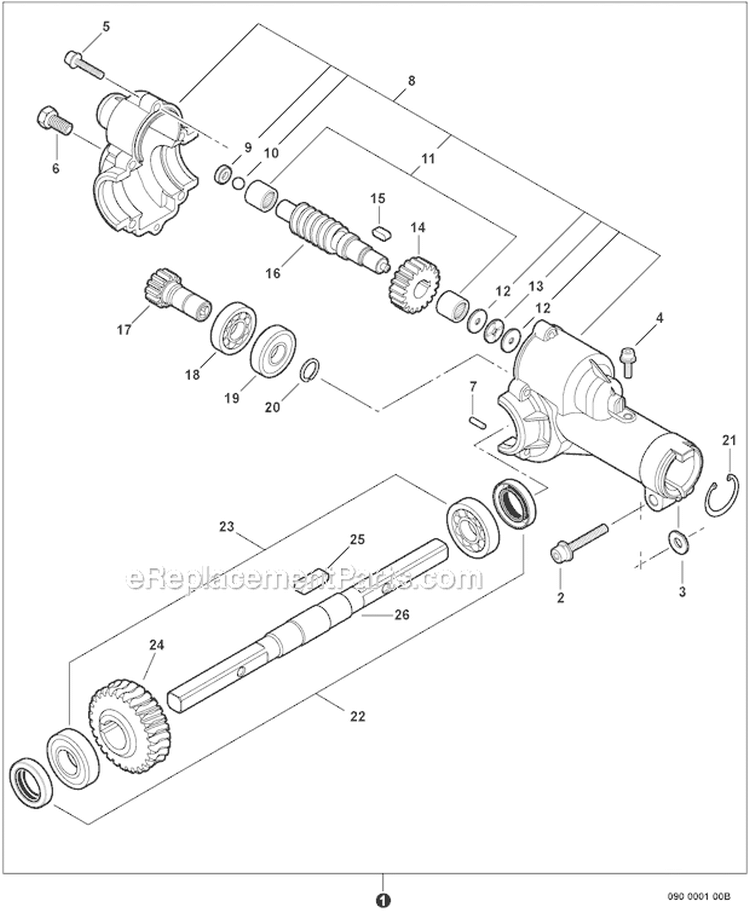 Pro Sweep Attachment - Gear Case Diagram and Parts List for PAS-266 T44413001001-T44413999999 Echo Trimmer
