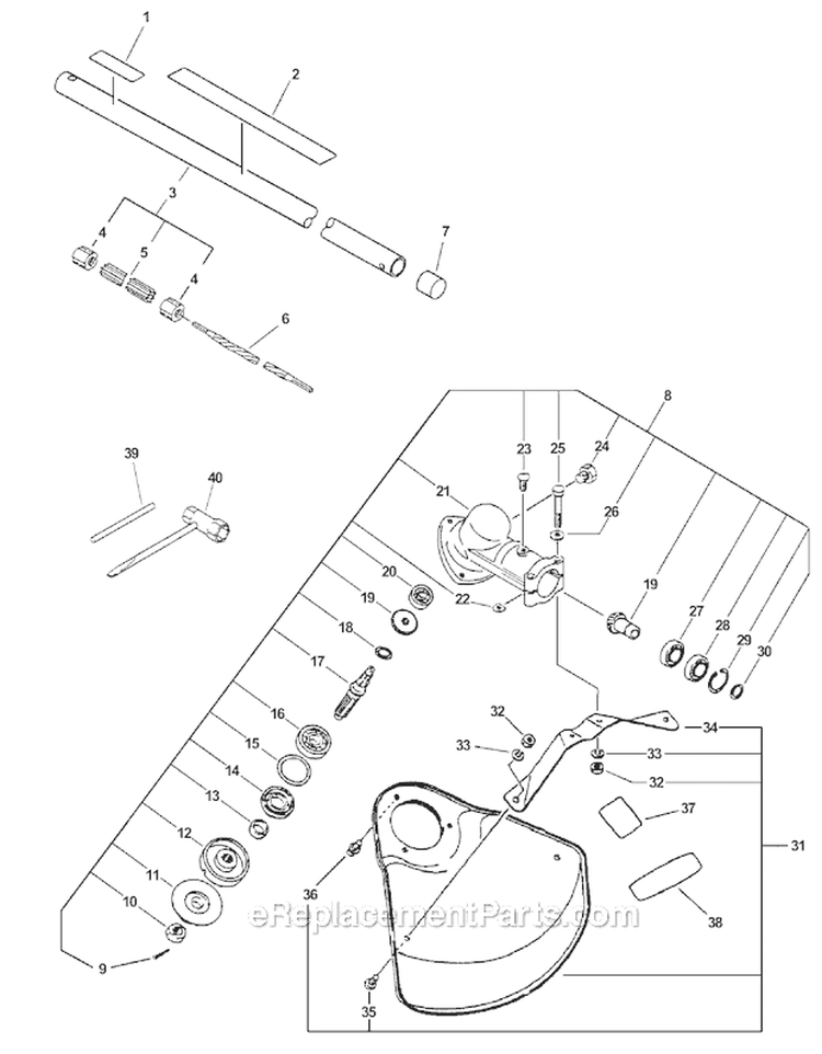 Brushcutter Attachment Diagram and Parts List for PAS-280 T44511001001-T44511999999 Echo Trimmer