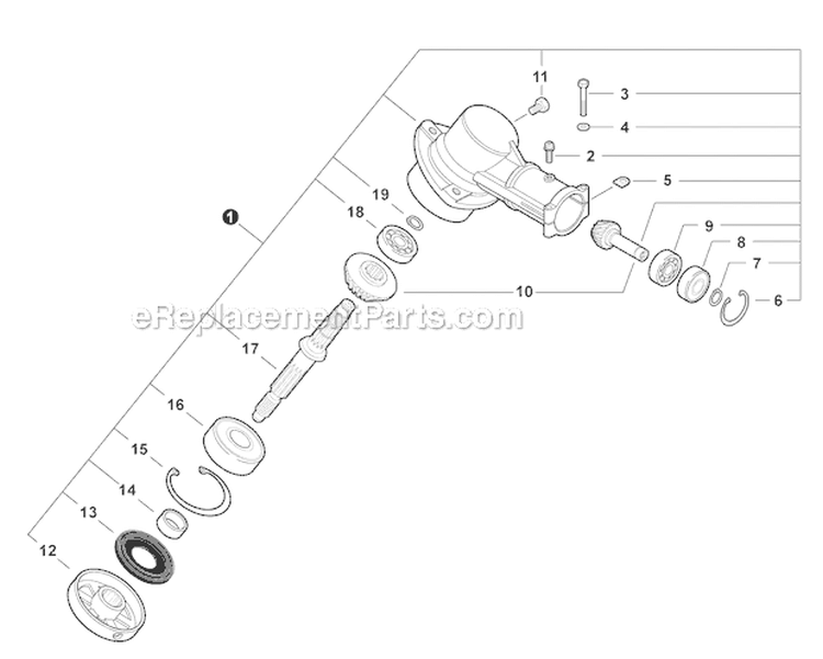 Rapid Loader Attachment - Gear Case Diagram and Parts List for PAS-280 T44511001001-T44511999999 Echo Trimmer