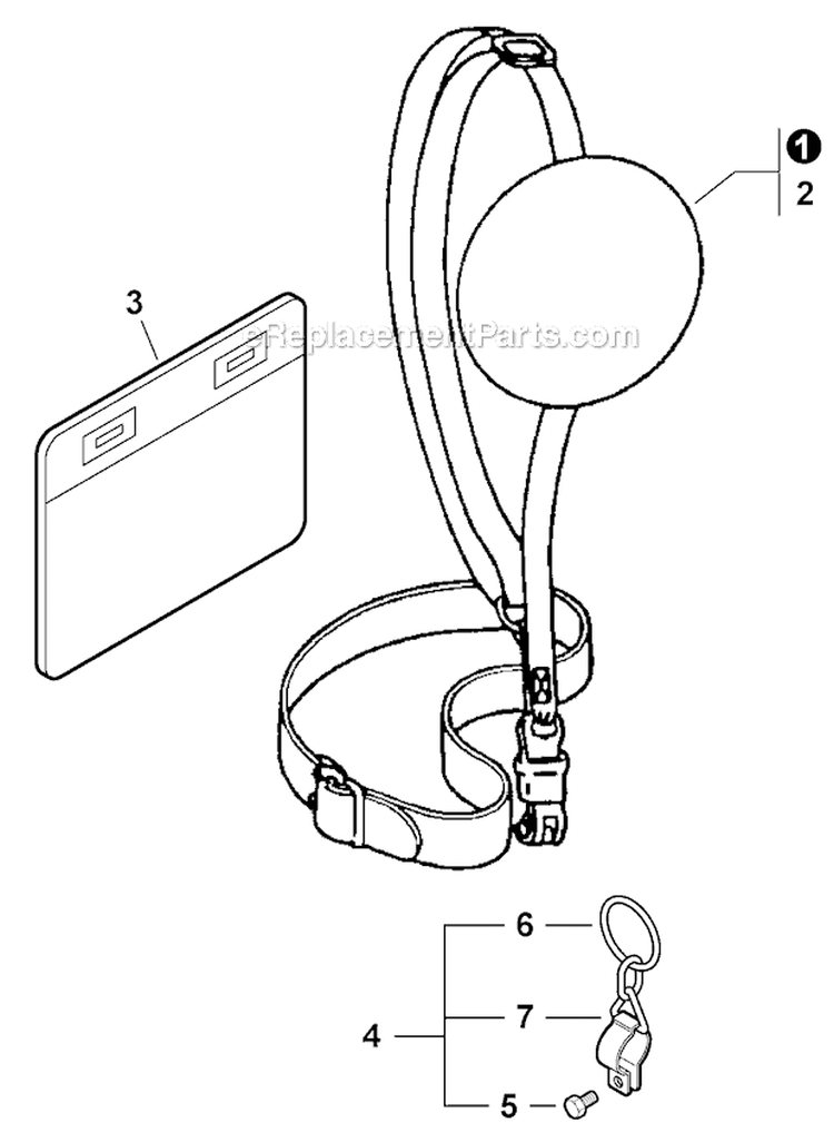 U-Handle Shoulder Harness Diagram and Parts List for PAS-280 T44511001001-T44511999999 Echo Trimmer