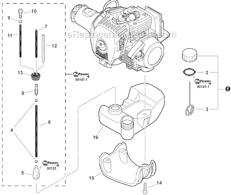 Fuel System Diagram and Parts List for PAS-280 T44511001001-T44511999999 Echo Trimmer