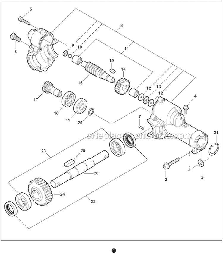 Cultivator Attachment - Gear Case Diagram and Parts List for PAS-280 T44612001001-T44612999999 Echo Trimmer