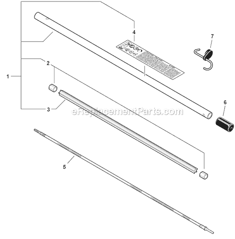ProThatch Attachment - Main Pipe Diagram and Parts List for PAS-280 T44612001001-T44612999999 Echo Trimmer