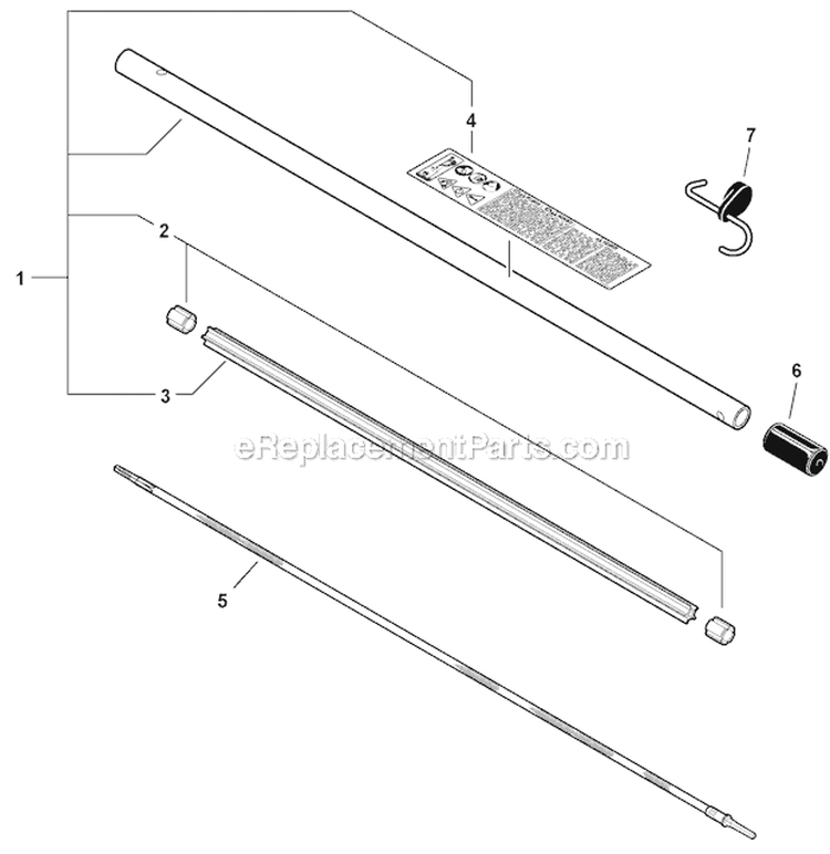 Edger Attachment - Main Pipe Diagram and Parts List for PAS-280 T44713001001-T44713999999 Echo Trimmer