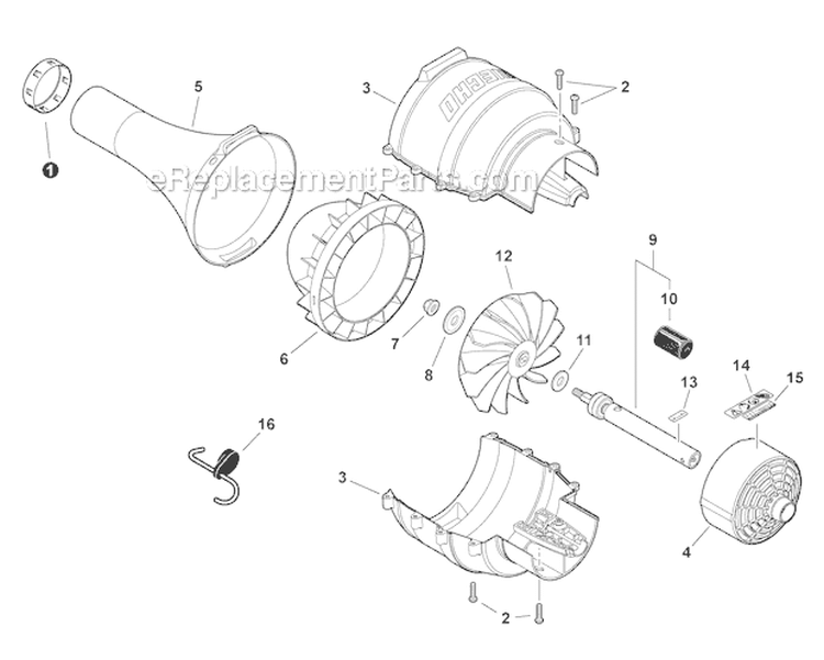 Blower Attachment Diagram and Parts List for PAS-280 T44713001001-T44713999999 Echo Trimmer