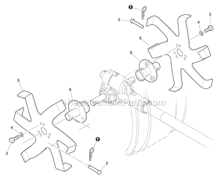 Cultivating Blades Diagram and Parts List for PAS-280 T44713001001-T44713999999 Echo Trimmer