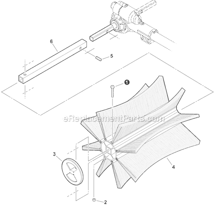 ProSweep Attachment Brush Diagram and Parts List for PAS-280 T44713001001-T44713999999 Echo Trimmer