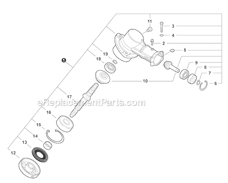 Rapid Loader Attachment - Gear Case Diagram and Parts List for PAS-280 T44713001001-T44713999999 Echo Trimmer